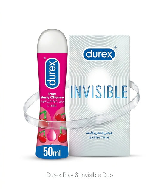 lubricant strawberry + durex invisible 12 pc | Private Zone